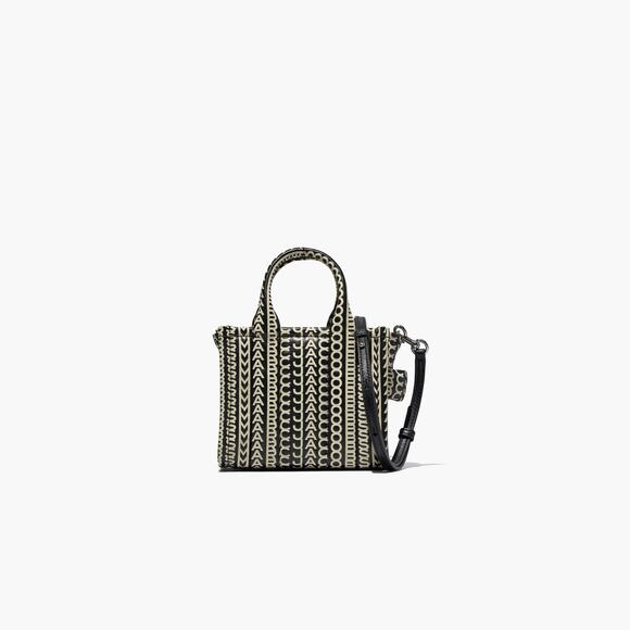 USED Marc Jacobs WOMEN The Monogram Leather Crossbody Tote Bag Black/White OS - Picture 1 of 4